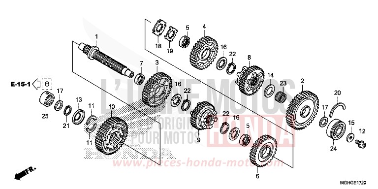 TRANSMISSION (VFR1200XD/XDA/XDL/XDS) (COUNTERSHAFT) for VFR1200X Dual Clutch PEARL COSMIC BLACK (NHA64) from 2016